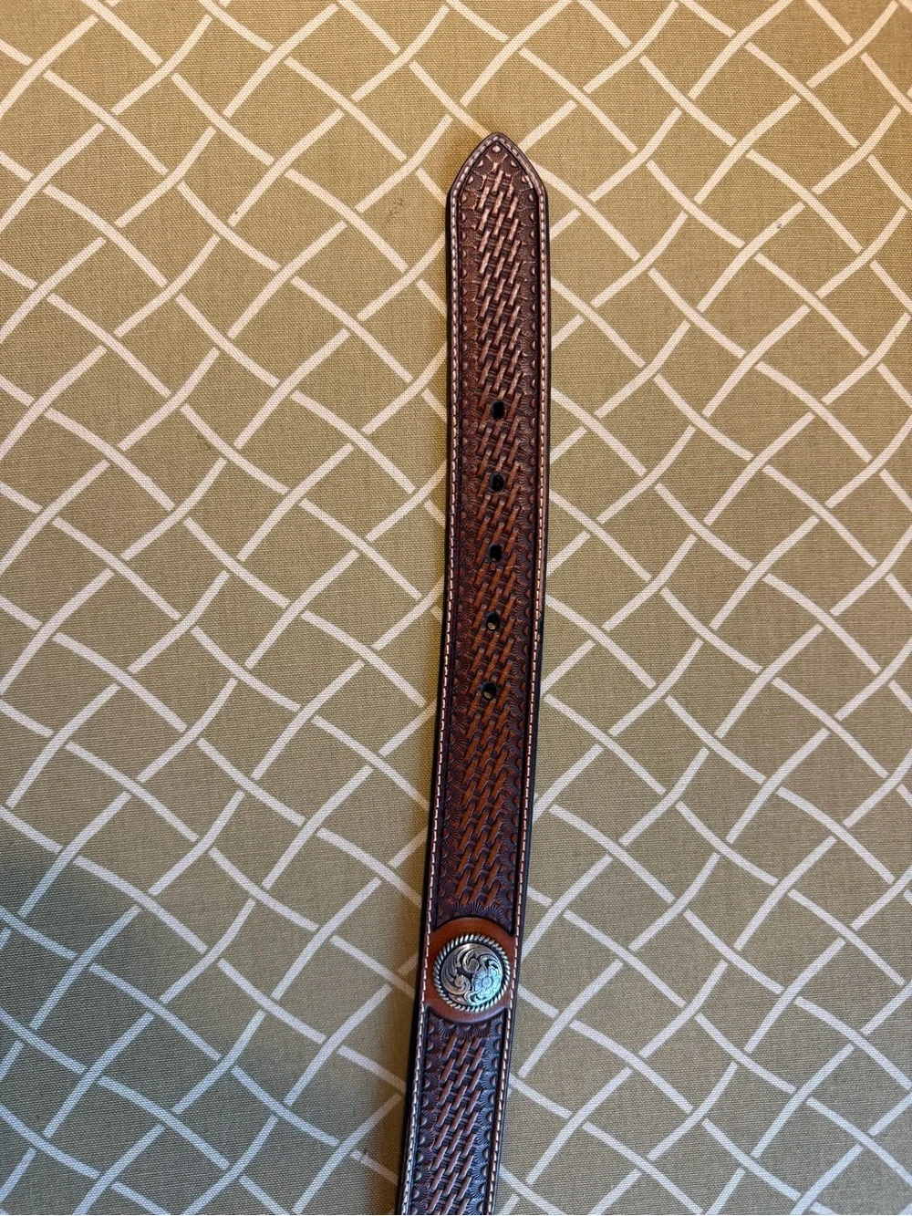 Ariat Men’s 36 Brown Tooled Leather Western Belt Concho Buckle